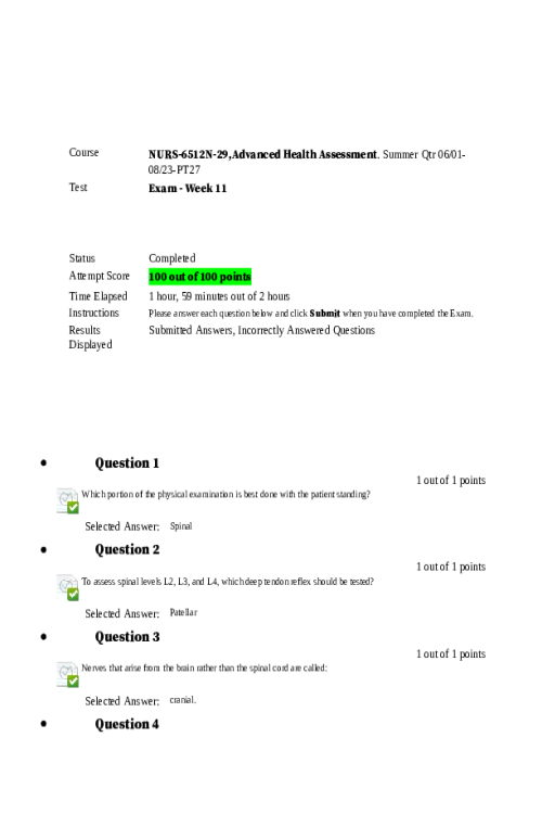 NURS 6512N-29; Exam - Week 11 Final