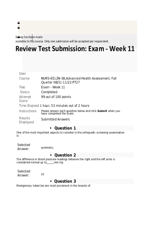 NURS 6512N-38 Week 11 Final Exam