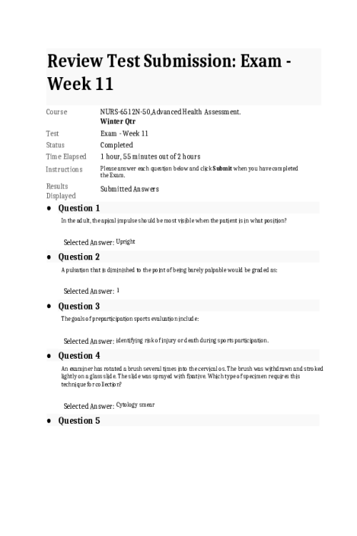NURS 6512N-50, Week 11 Final Exam