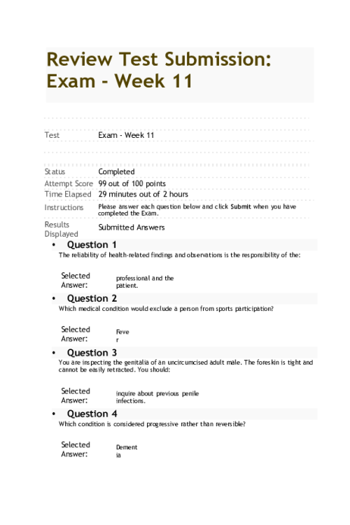 NURS 6512N Week 11 Final Exam