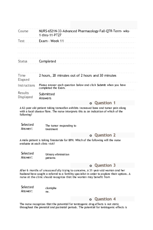 NURS 6521N-33 Week 11 Final Exam