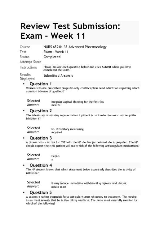 NURS 6521N-35, Week 11 Final Exam