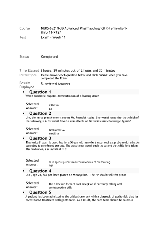 NURS 6521N-38 Week 11 Final Exam