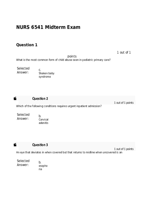 NURS 6541 Week 6 Midterm Exam