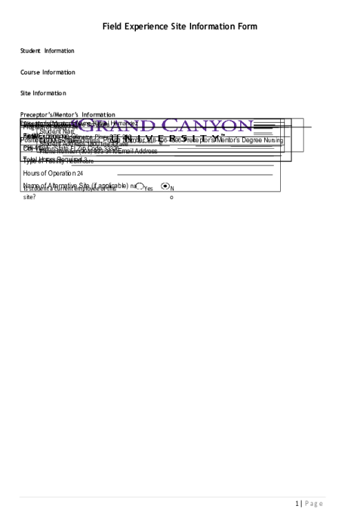 PHI 413V Topic 5 Assignment; Field Experience Site Information Form