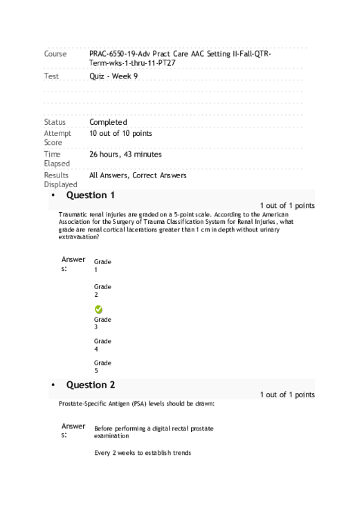 PRAC-6550-19-Adv Pract Care AAC Setting II, Week 9  Knowledge Check - 10 out of 10 