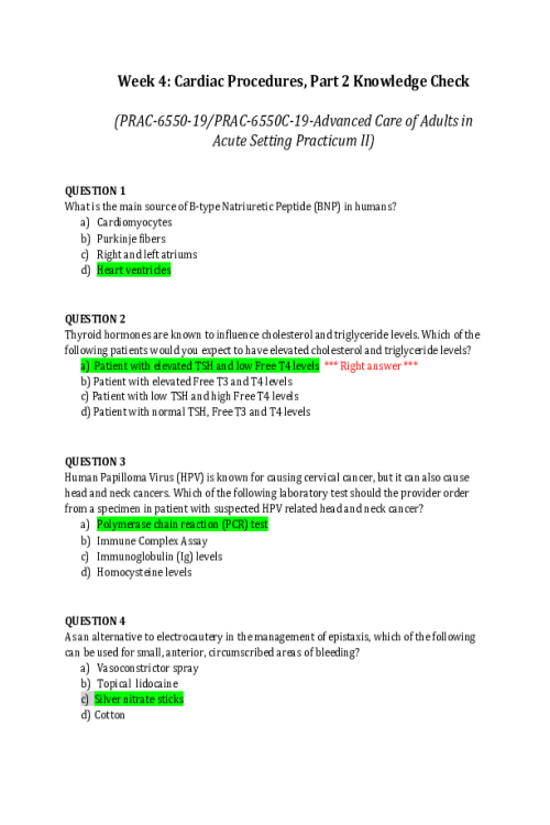 PRAC 6550-19, PRAC-6550C-19, Week 4 Knowledge Check; Cardiac Procedures, Part 2 - G