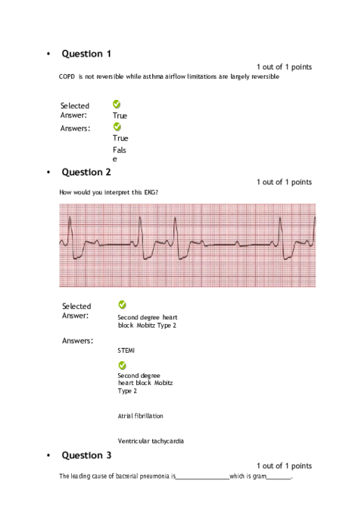 PRAC 6568 Week 4 Quiz; HEENT, Cardiac, and Pulmonary Procedures - Score 10 out of 1